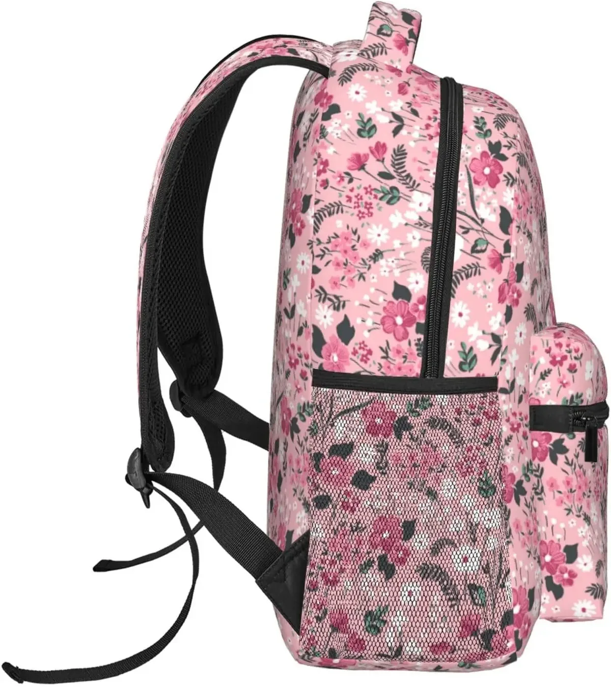 sac à dos léger à motif de fleurs roses pour ordinateur portable, cartable universitaire, sac de jour décontracté, sac de voyage, hommes et femmes