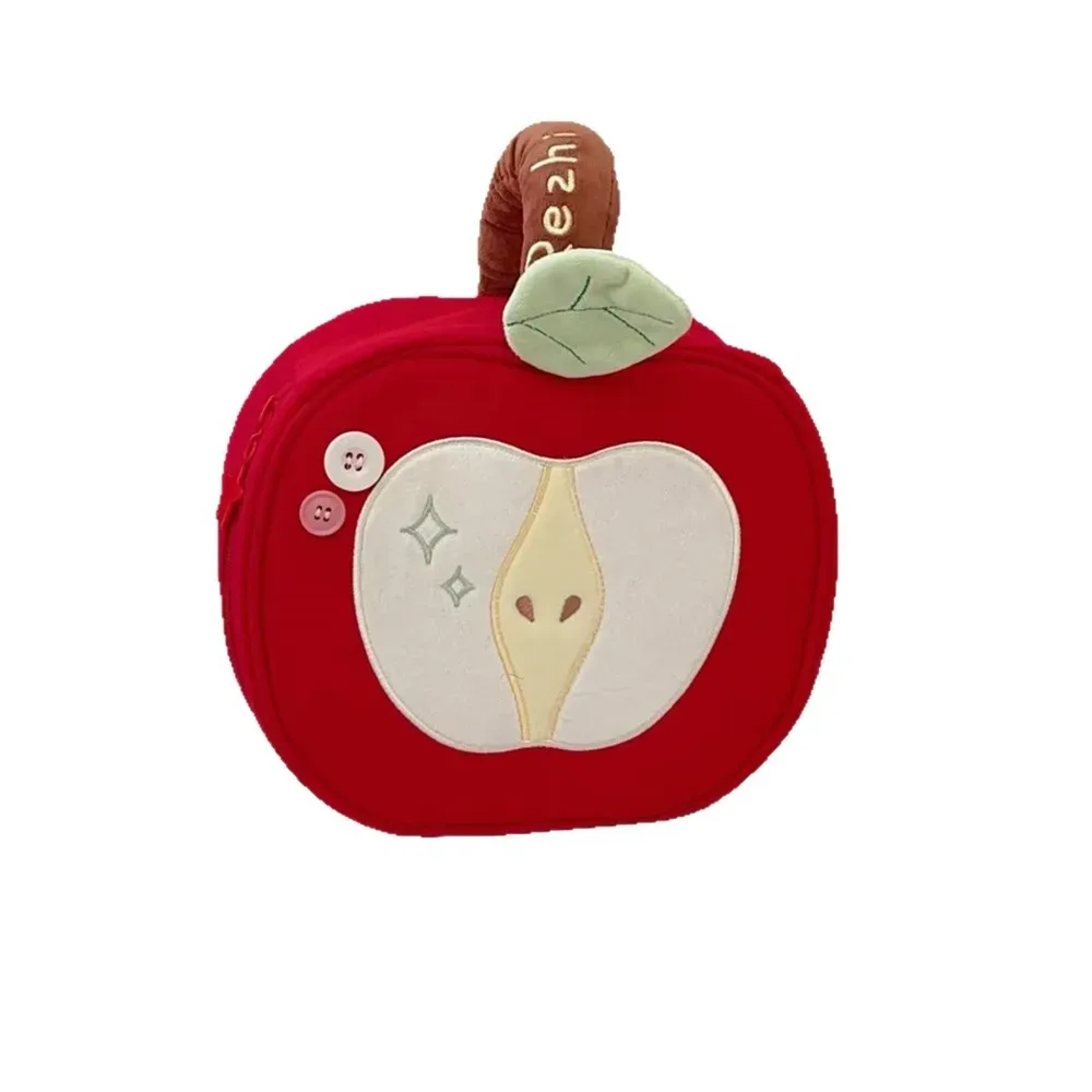 trousse de maquillage grande capacité pomme rouge mignonne, pochette cosmétique portable à main pour femmes, organisateur de voyage pour articles de toilette