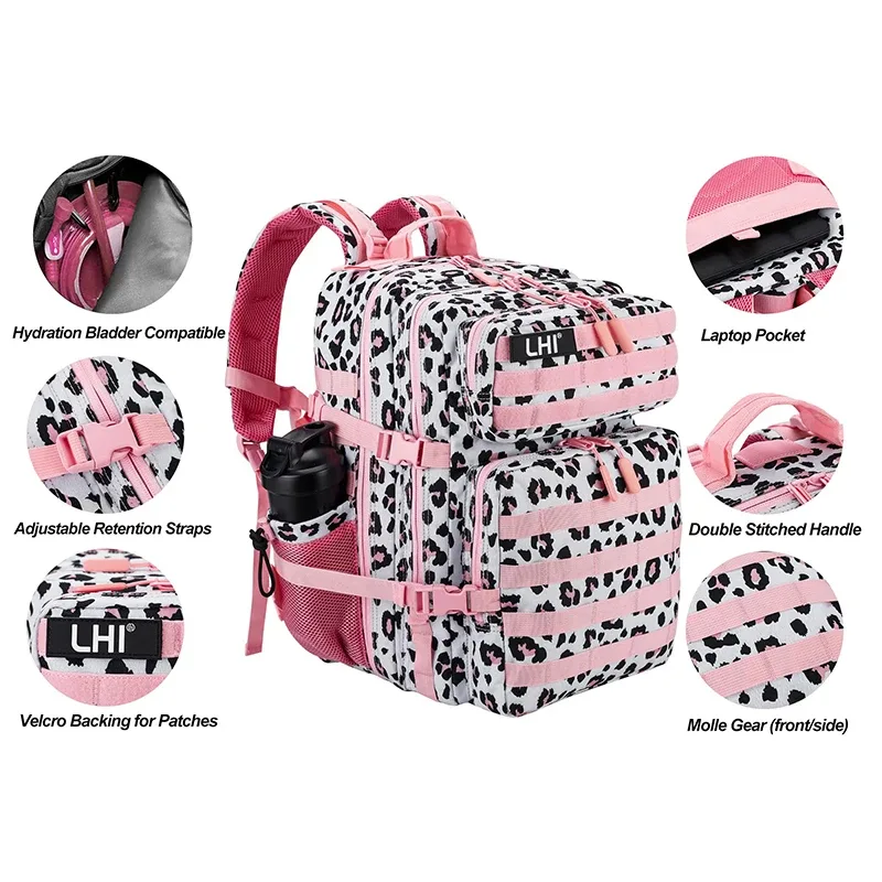 sacs à dos tactiques d'extérieur 45l, sac de sport d'athlète de grande capacité pour fitness, sport, entraînement, randonnée, avec porte-bouteille
