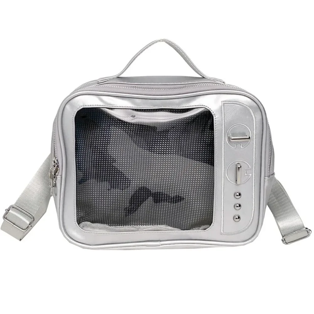 sac à dos pu tv model grande capacité ulzzang avec compartiment transparent, sac ita, compartiment de présentation portable, sac à bandoulière pour collection