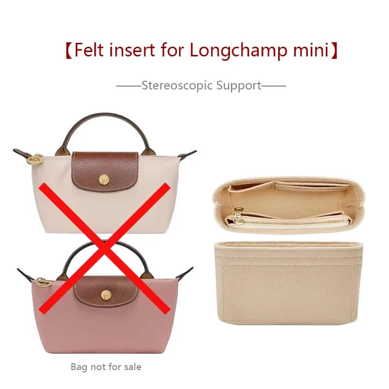 insert organisateur de sac pour longchamp mini dupont, sac en papier, rangement léger, support de sac étanche, accessoire