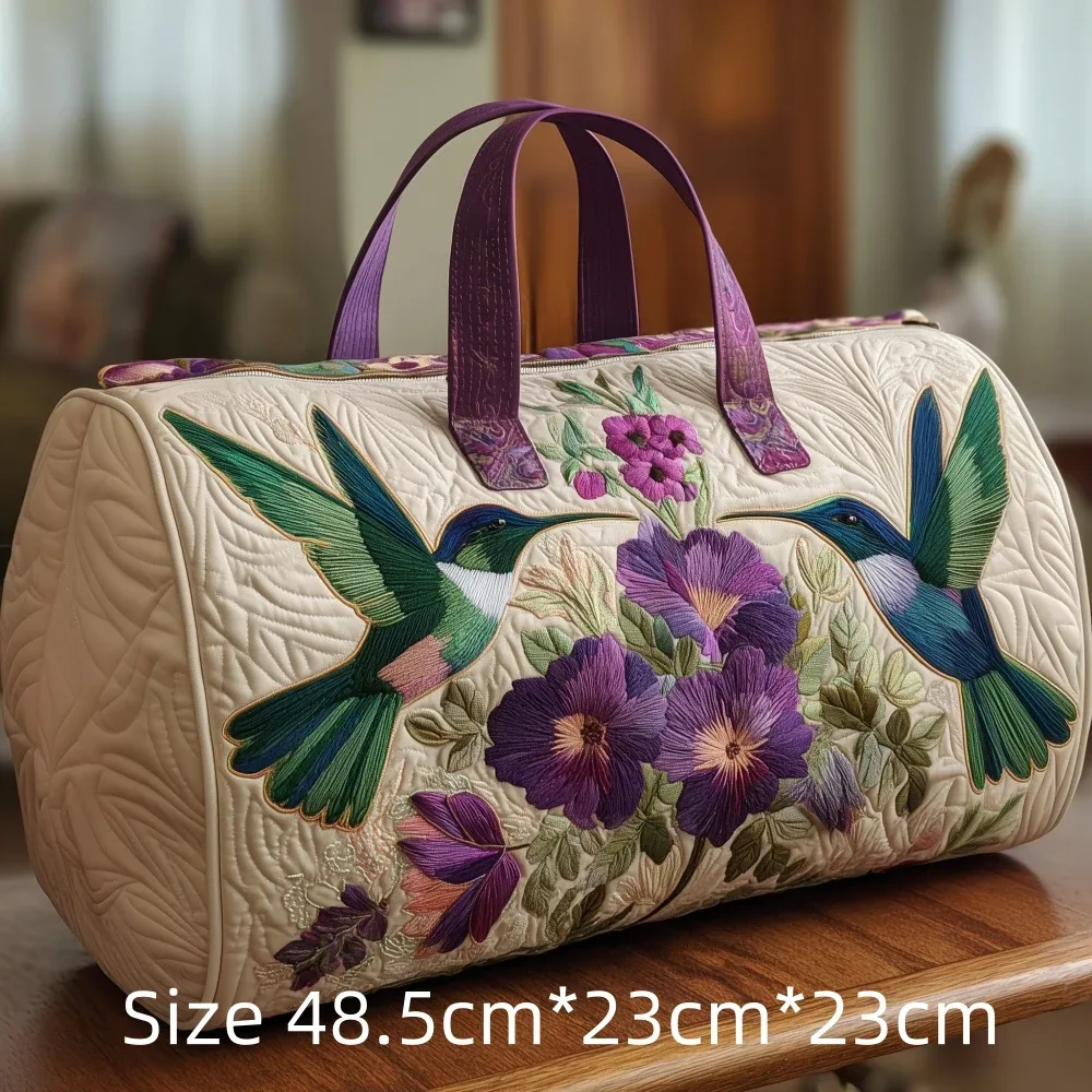 sac de voyage matelassé 3d vintage tendance, imprimé floral oiseau cardinal, sac de week-end, de sport ou de plage durable, sac fourre-tout pour femme