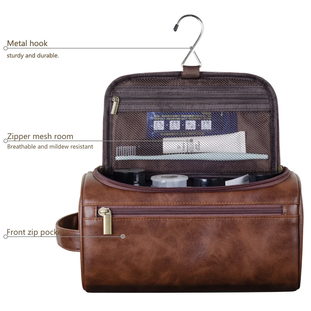 trousse de toilette en cuir avec nom personnalisable pour hommes et femmes, kit dopp, trousse de toilette suspendue pour hommes, trousse de lavage de voyage