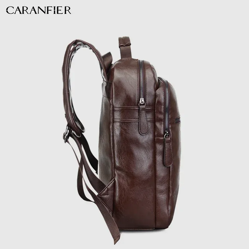 caranfier hommes sacs à dos en cuir pu haute qualité livre scolaire sac à dos hommes ordinateurs portables d'entreprise sacs sac de voyage sacs à dos doux mochila