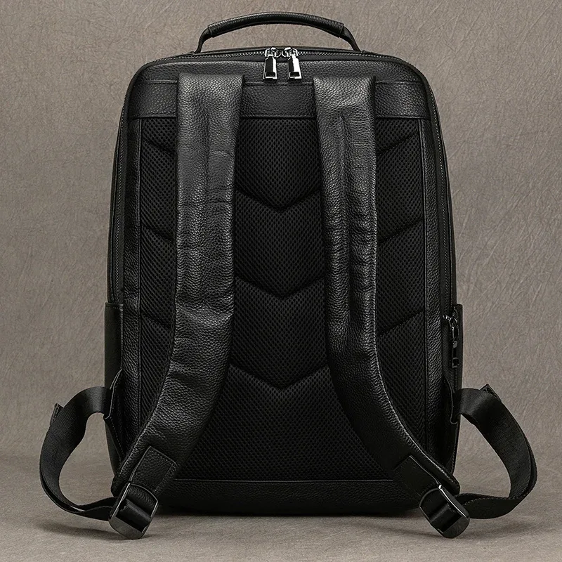 sac d'école en cuir véritable pour hommes femmes sac à dos en peau de vache noire 14 15 16 pouces sacs à dos pour ordinateur portable sac de voyage mâle femme nouveau design