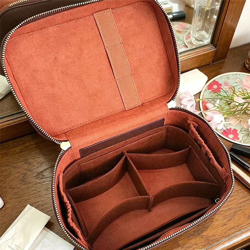 sac de voyage cosmétique portable de luxe pour femme, personnalisable avec nom, en cuir pu, grande capacité, étui à maquillage, livraison directe, sac de maquillage tendance pour femme