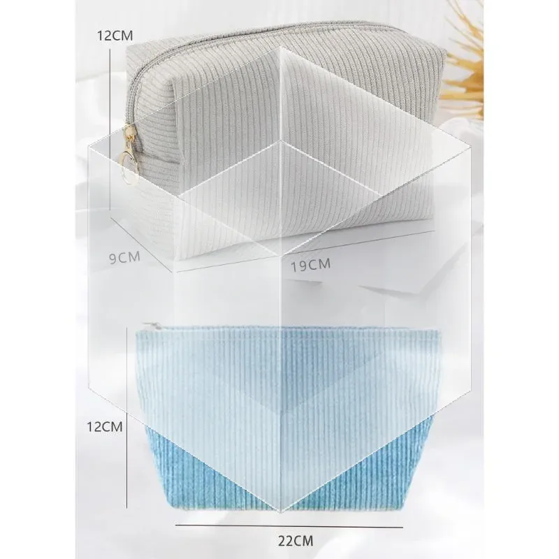 trousse de toilette de voyage en velours côtelé, organiseur de cosmétiques avec pochette pour serviettes hygiéniques, design mignon pour femmes