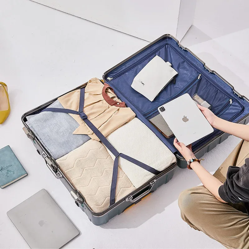 valise à bagages avec cadre en aluminium de grande capacité, sac de voyage à roulettes, valise à roulettes durable et résistante à l'usure de 20 à 28 pouces
