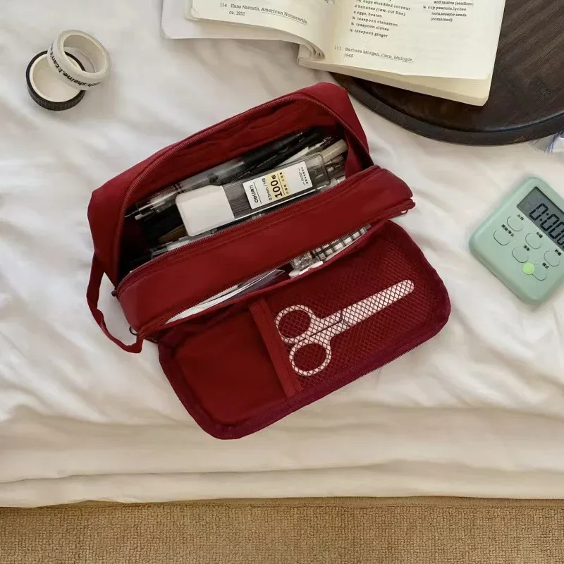 grande trousse de maquillage noire en maille, portable, pour voyage, organiseur de pinceaux de toilette, sac à pinceaux au design simple pour femme, pour usage quotidien