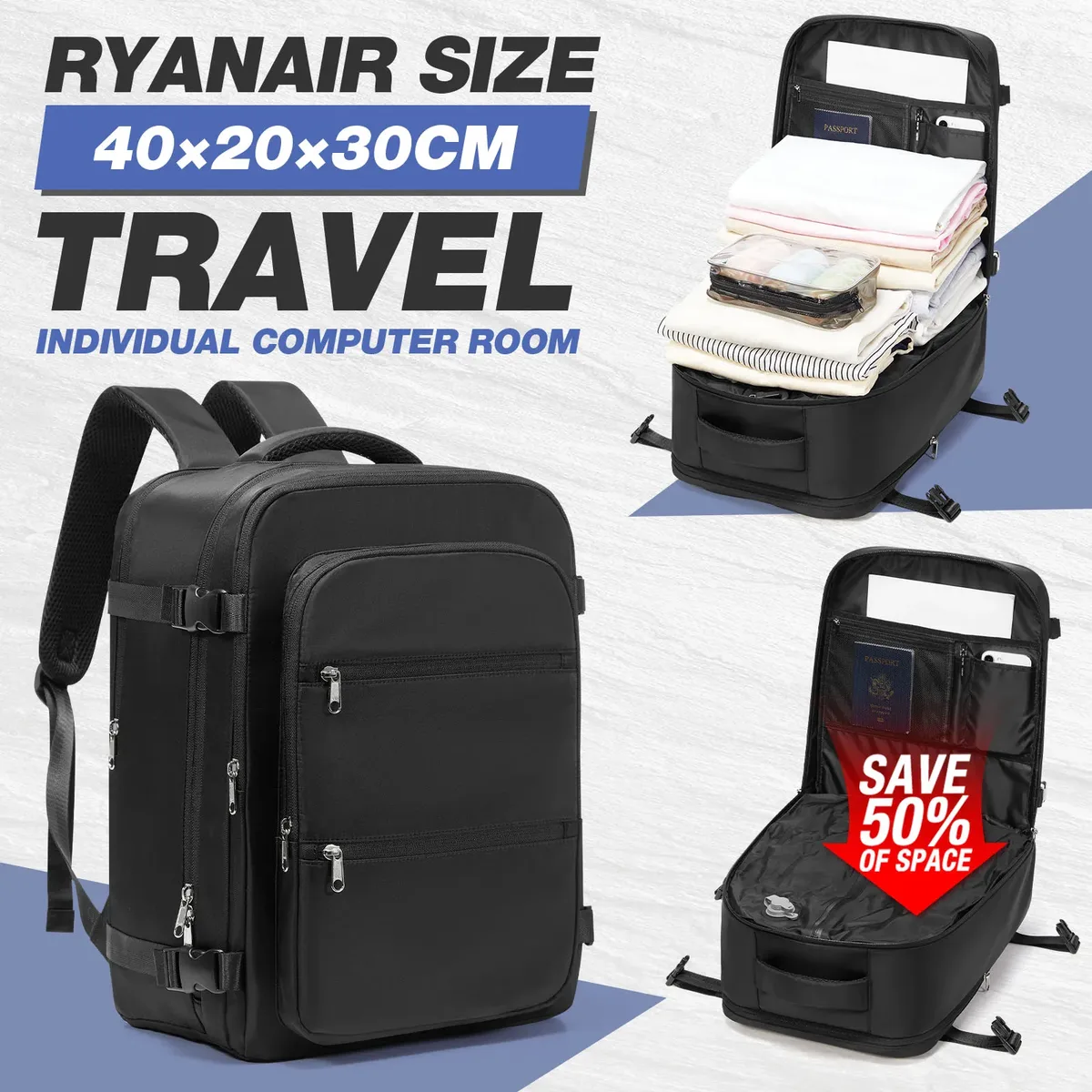sac de rangement sous vide, sac à dos ryanair 40x30x20, sac à dos sous vide, sac à dos de voyage pour bagages à main, sac à dos de travail pour hommes, sac pour ordinateur portable de cabine