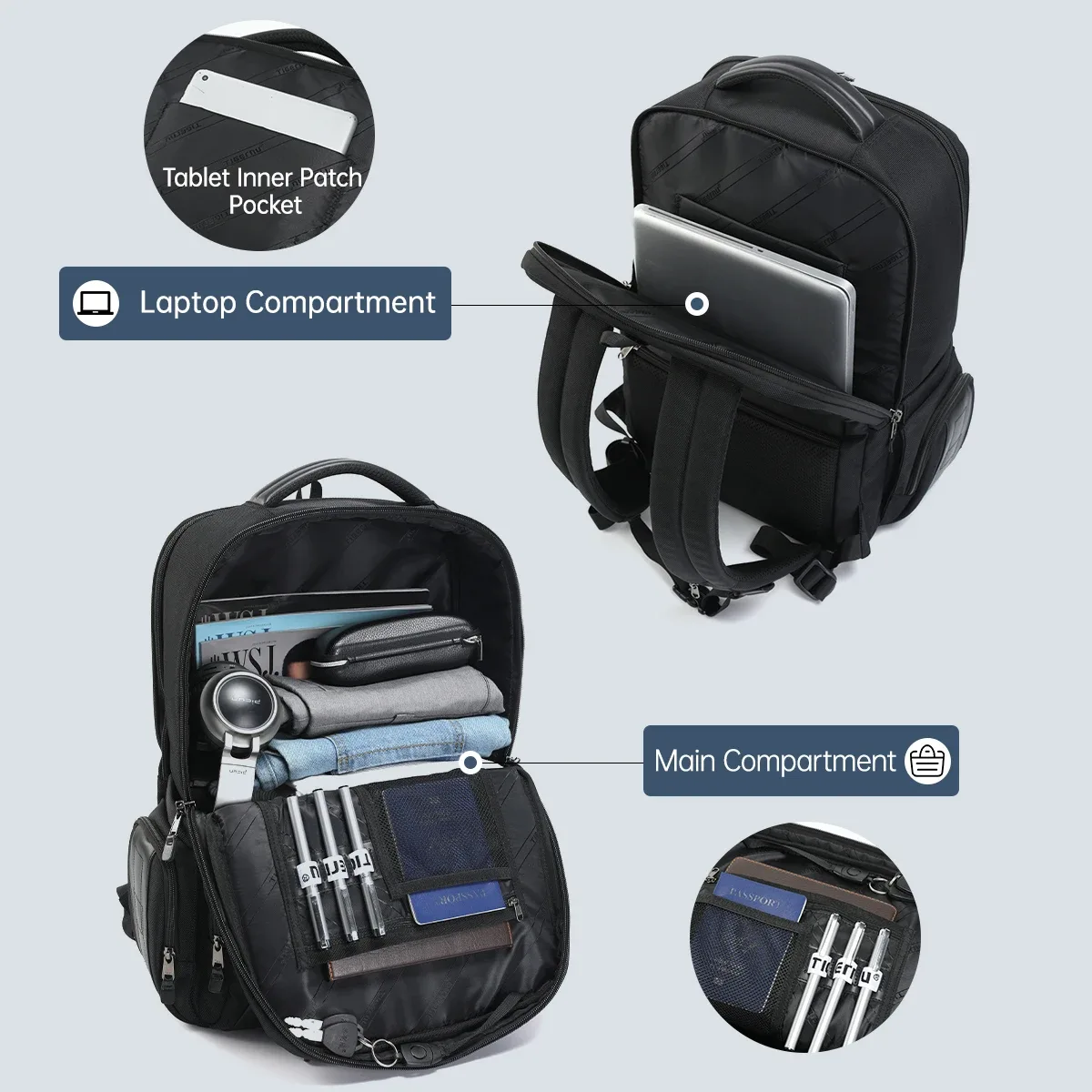 tigernu hommes sacs à dos 14-15.6-17 pouces sac à dos pour ordinateur portable pour hommes sacs à dos de voyage sacs pour collège affaires hommes sacs à dos sac à dos