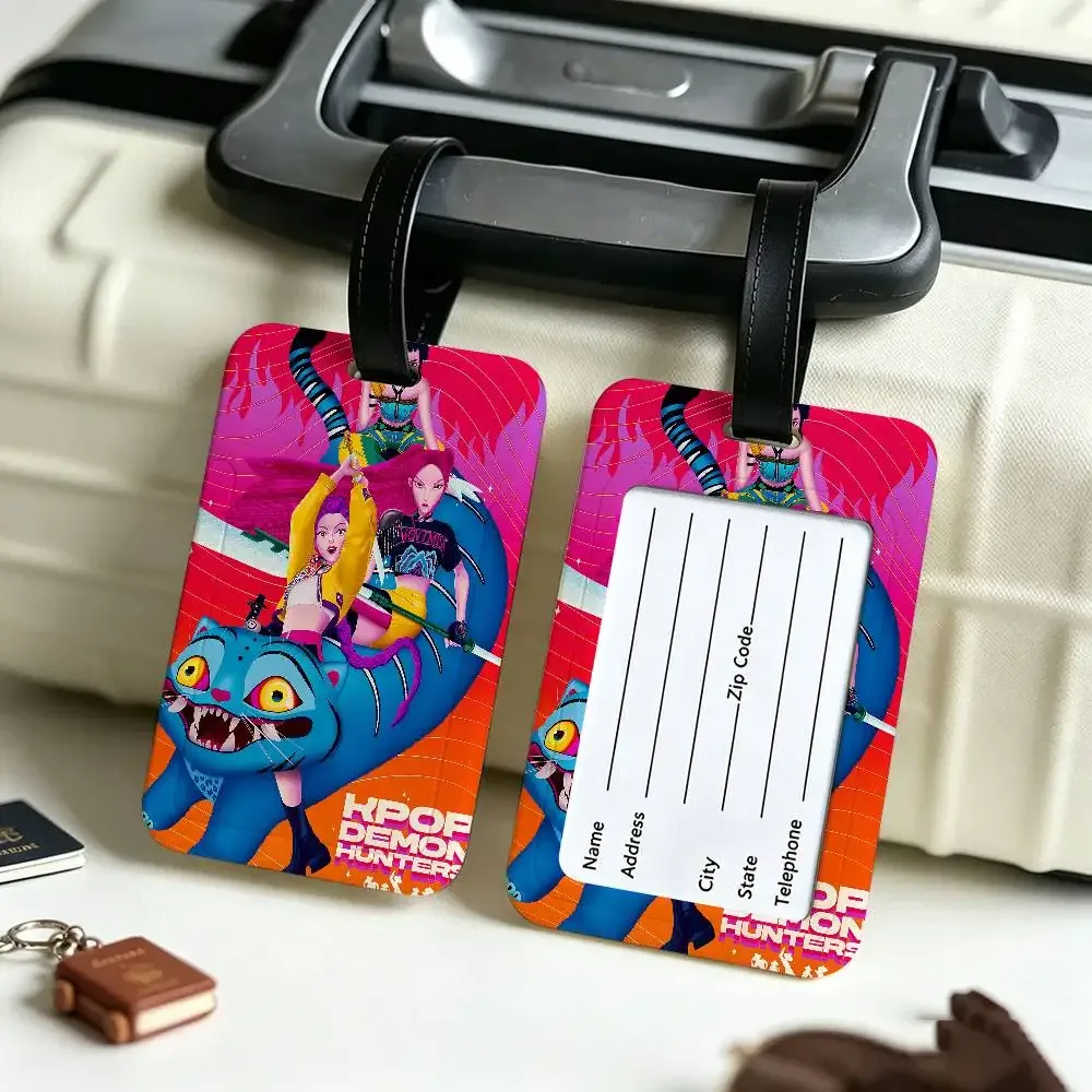 étiquette de bagage kpop d-demon hunters en pvc, carte d'information anti-perte, marqueur de nom pour sac à dos