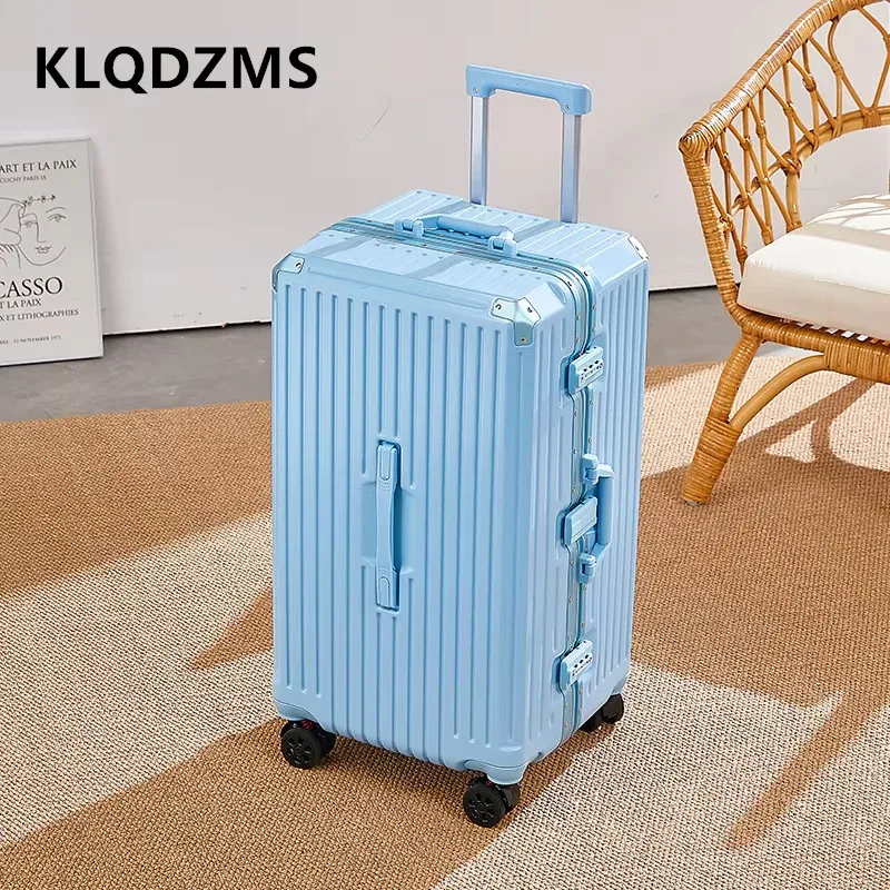 klqdzms valise d'embarquement à cadre en aluminium pour bagages roulants 20 "22" 24 "26" 28 pouces boîtier de chariot de grande capacité abs + valise de cabine pc