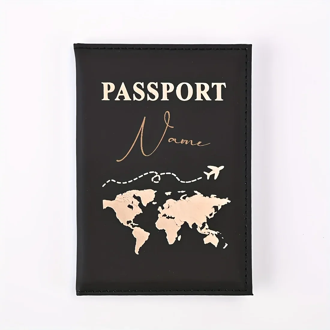 porte-passeport personnalisé - nom/texte personnalisé avec design carte du monde, organisateur de voyage à ouverture facile pour passeport