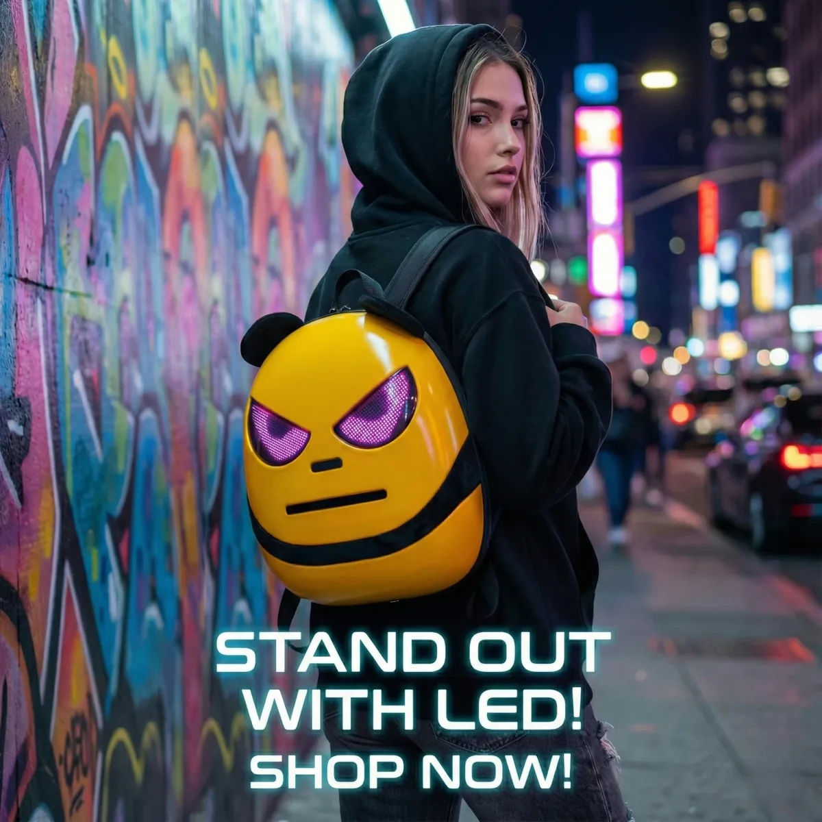 sac à dos led intelligent avec écran programmable, affichage pixel art, coque rigide, sac de voyage étanche, bricolage, cartable panda, cadeau pour hommes