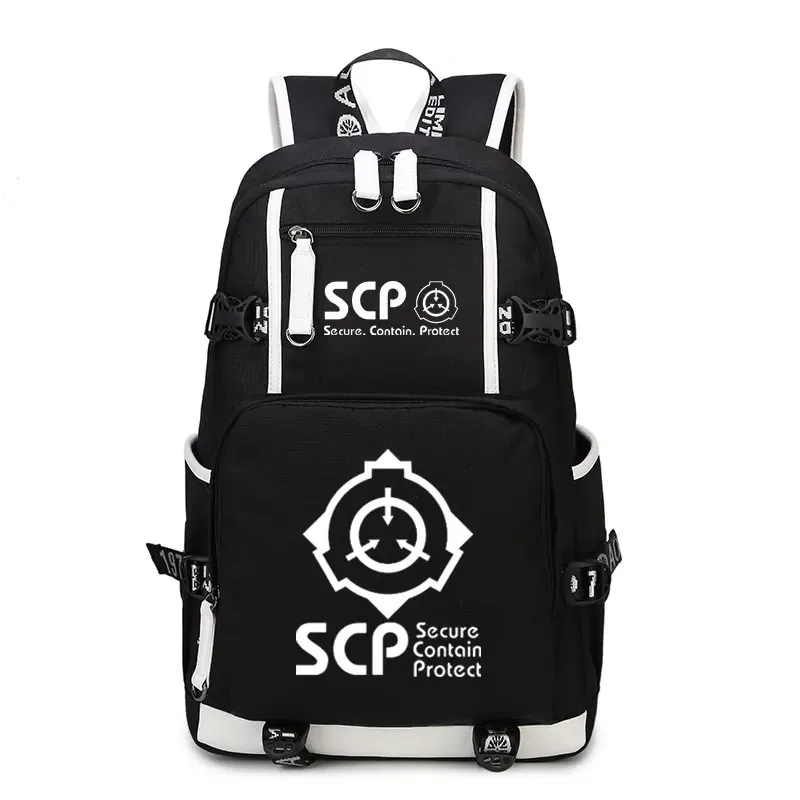 sac à dos scp secure contain protect, cartable noir, sacs d'école de dessin animé, sac à dos de voyage lumineux, sacs initiés par ordinateur portable usb