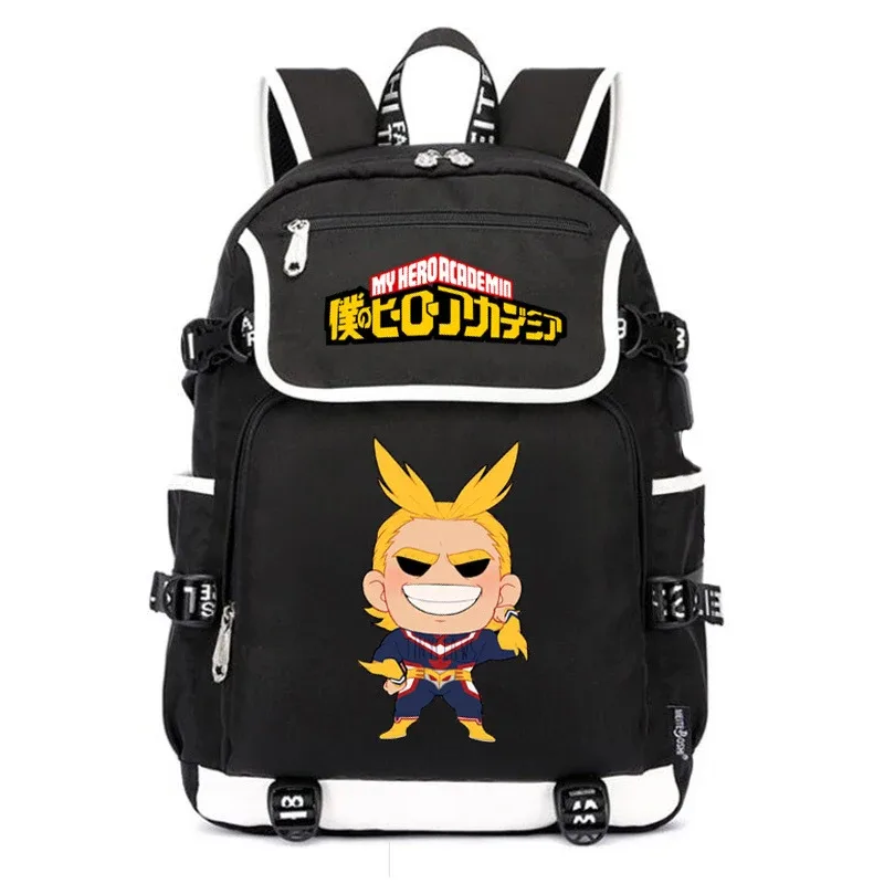grand sac d'école anime pour femmes, sac à dos bakugou katsuki, sac à dos pour ordinateur portable avec chargeur usb, sac à dos de voyage oxford