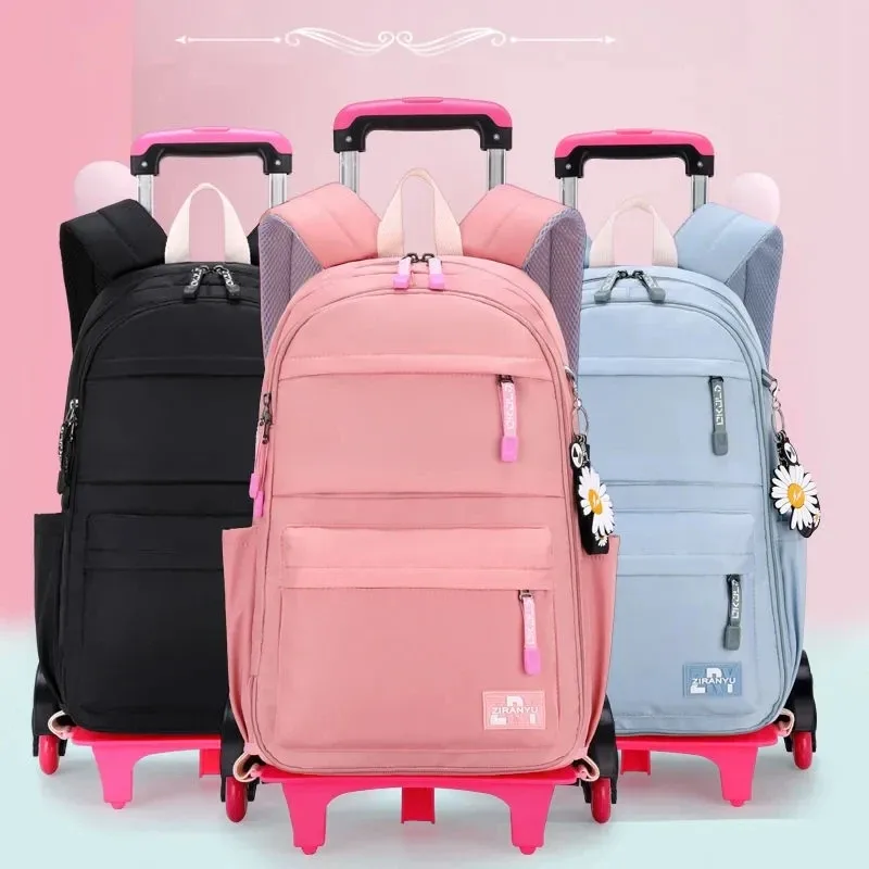 sacs d'école à roulettes de 16 pouces, sac à dos roulant pour filles, sac à dos de voyage, sacs d'école étanches avec roulettes