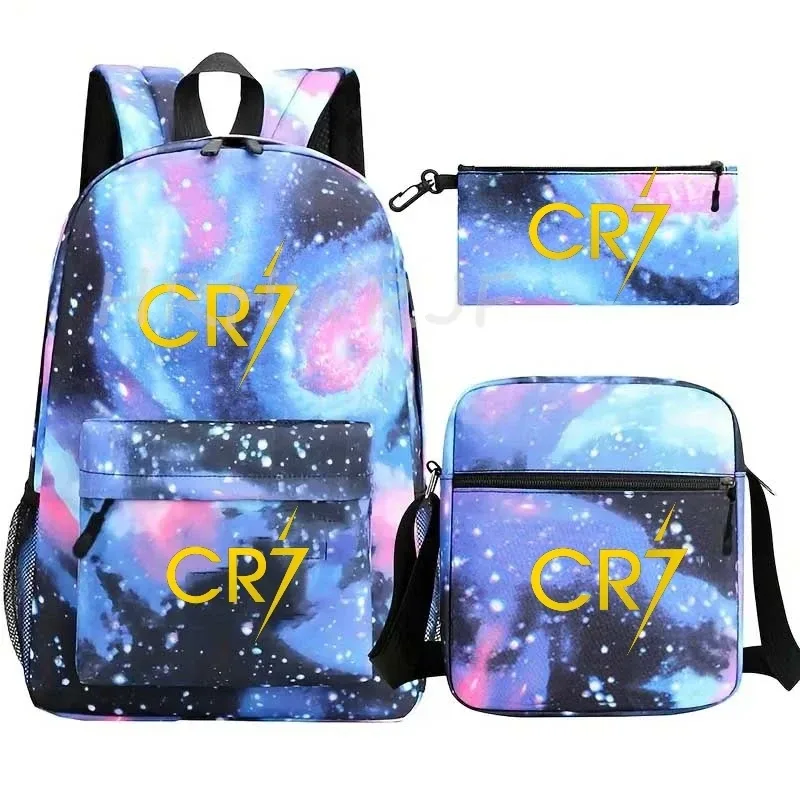 ensemble de sacs à dos imprimés sports cr7 pour adolescents, sacs d'école décontractés adaptés aux garçons et aux filles, mochilas de voyage légères
