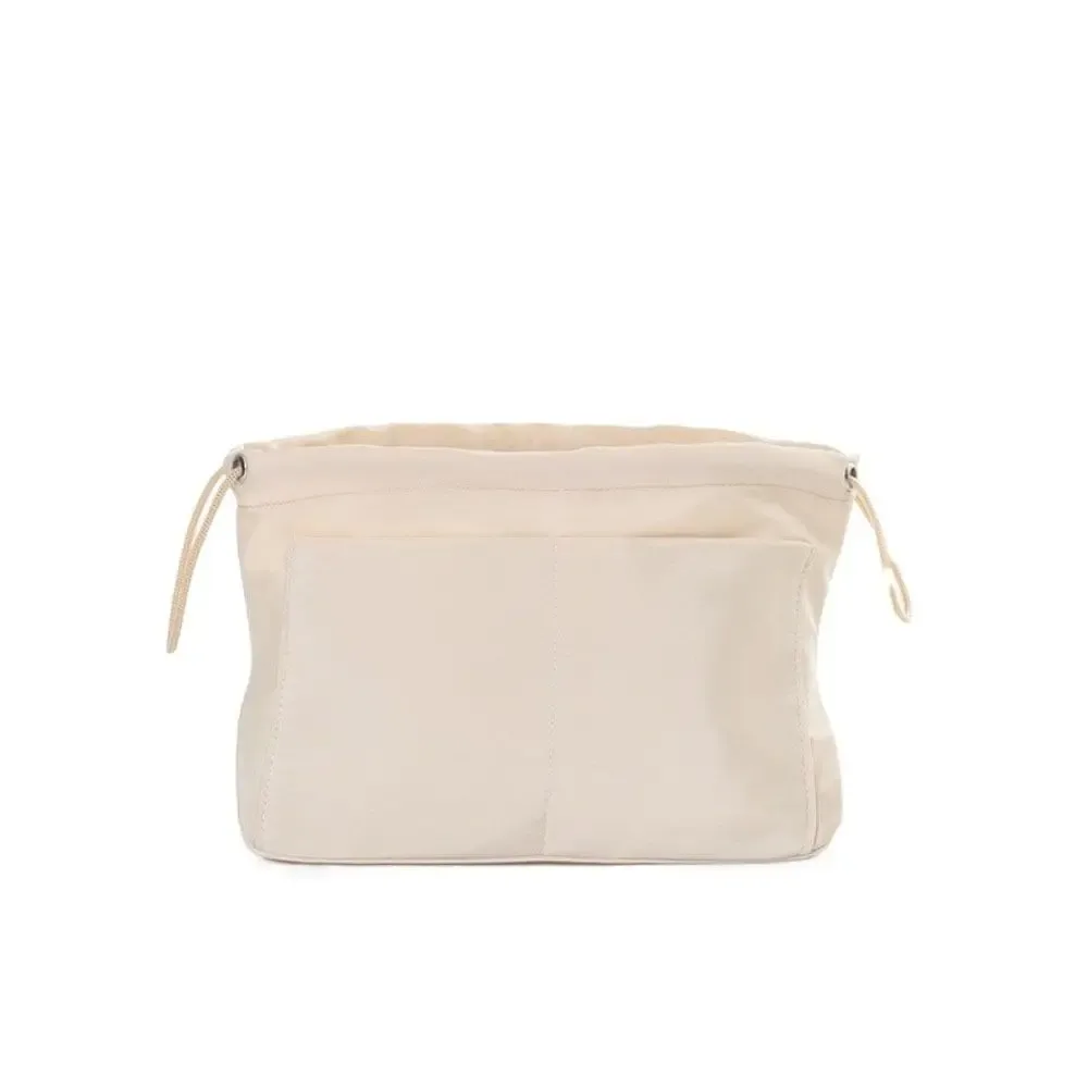 sac à cosmétiques multi-poches, grande capacité, sac de toilette en nylon avec cordon de serrage, couleur unie, sac de rangement multifonctionnel pour voyage