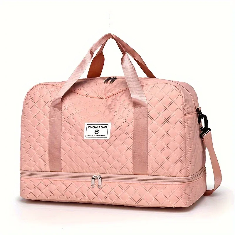 sac de voyage décontracté en nylon, grande capacité pour le sport et le fitness, sac de week-end portable à plusieurs poches pour la nuit.