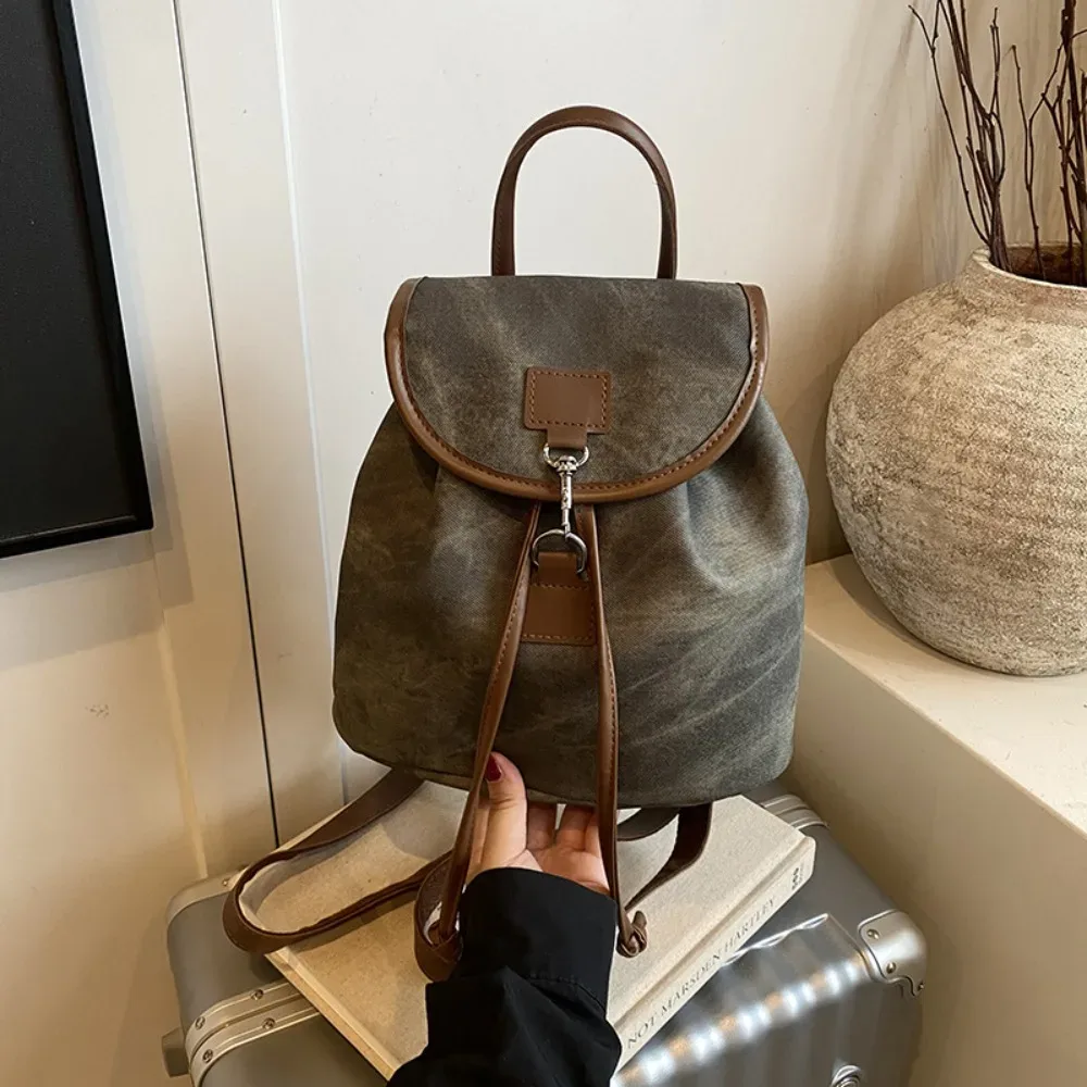 sac à dos décontracté en cuir pu pour femme, design souple et polyvalent, sac à dos rétro américain en cuir pu pour femme