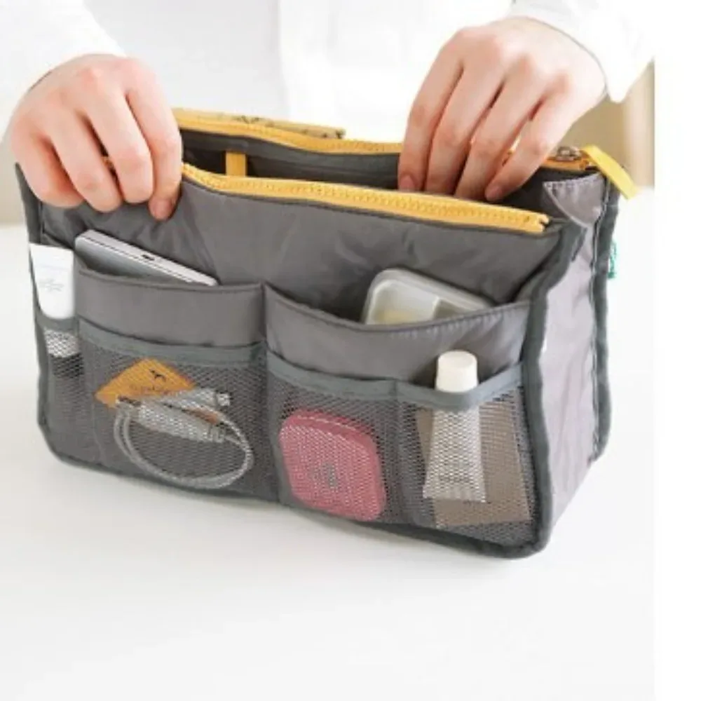 trousse de maquillage multifonctionnelle de grande capacité, sac de rangement portable à double fermeture éclair pour articles de toilette, sac de rangement de voyage pour maman, cosmétiques multi-poches