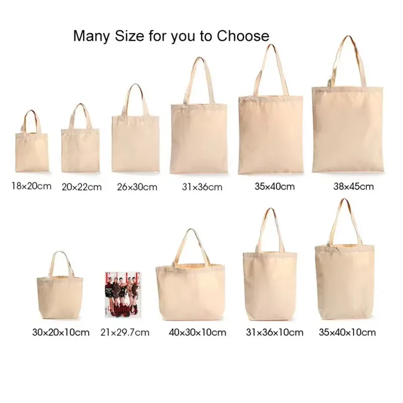 20/50/100 pièces en vrac en gros personnalisé toile sac fourre-tout logo image épaule coton lettre femmes shopping sacs à bandoulière