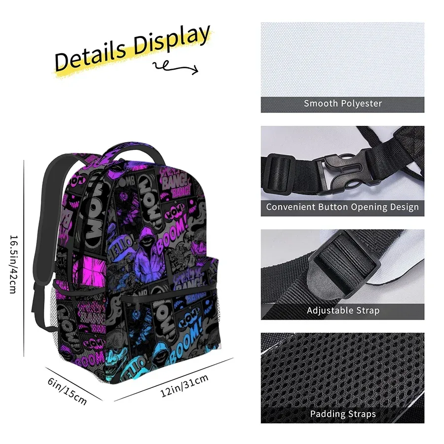 sacs à dos à lettres anglaises pour garçons et filles, meilleurs cadeaux, sac à dos scolaire plat 2d dessin animé pour enfants