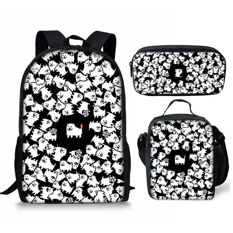 the battle cats – ensemble de trois pièces, sac à dos pour étudiant, sac à stylos, sac de repas, ensemble de trois pièces