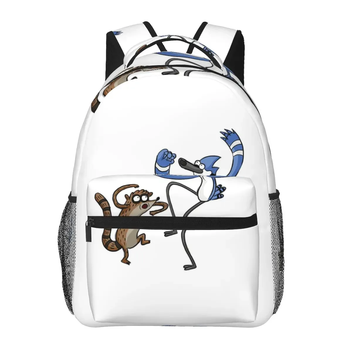 mordecai and rigby regular show – sacs à dos graphiques avec personnages de dessins animés, cartable pour garçons et filles, sacs d'école, sac à dos de voyage, sac à bandoulière