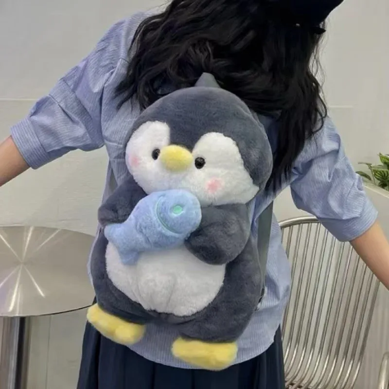 mignon en peluche pingouin sacs à dos femmes dessin animé amusant sac à bandoulière nouveau à la mode personnalisé fille mode sac à dos kawaii animal sac à dos