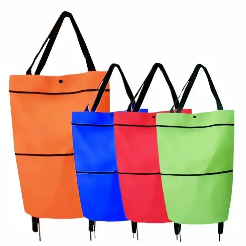 chariot de courses en tissu oxford, sacs multifonctionnels portables, sac fourre-tout pliable en toile, sac d'épicerie réutilisable, moderne et simple