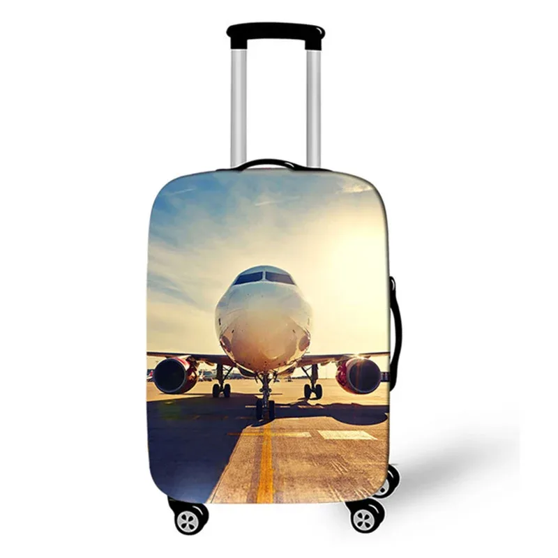 juste de valise de voyage 3d en tissu élastique, housse de protection pour bagages, housse épaisse pour valise à roulettes, accessoire de voyage, avion, 18-32 pouces