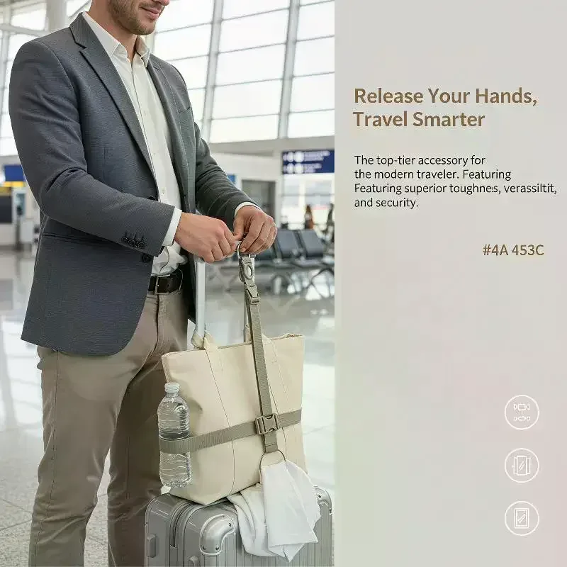 Sangle de bagage multifonctionnelle réglable avec porte-bouteille pour les voyages, les affaires et les trajets quotidiens