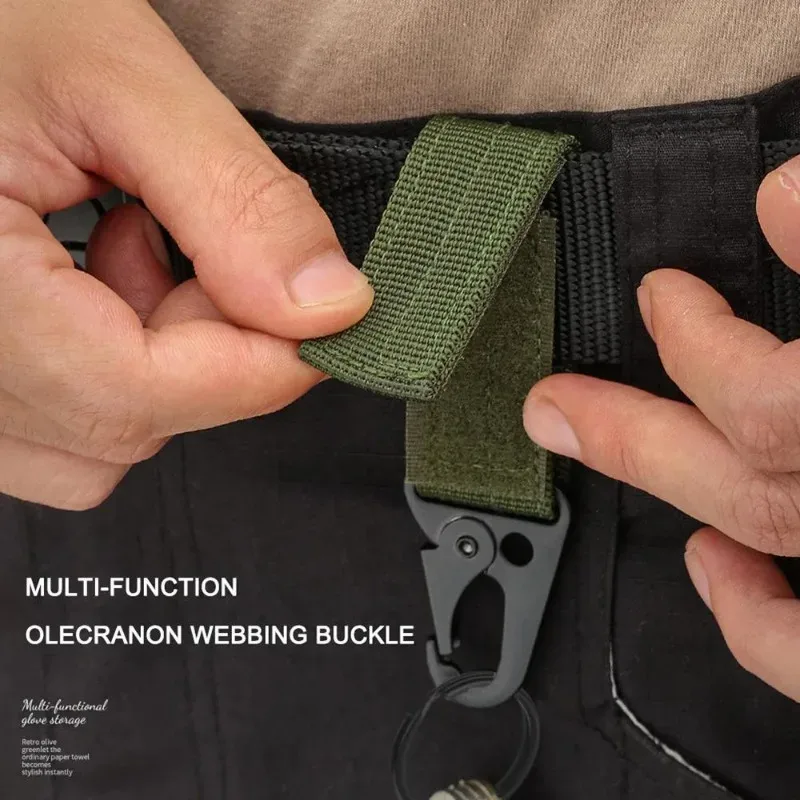 mousqueton tactique d'extérieur, 3 pièces, porte-clés edc, sangle en nylon, porte-clés, sac à dos de camping, crochet de ceinture, boucle suspendue, clip muilter
