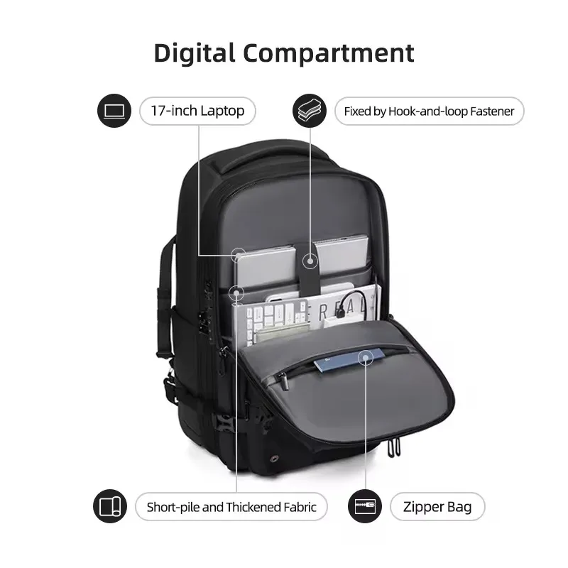 sac à dos roulant pour ordinateur portable 17 pouces, résistant à l'eau, grande capacité 36-55l, bagage de voyage, sac à dos à roulettes pour hommes et femmes