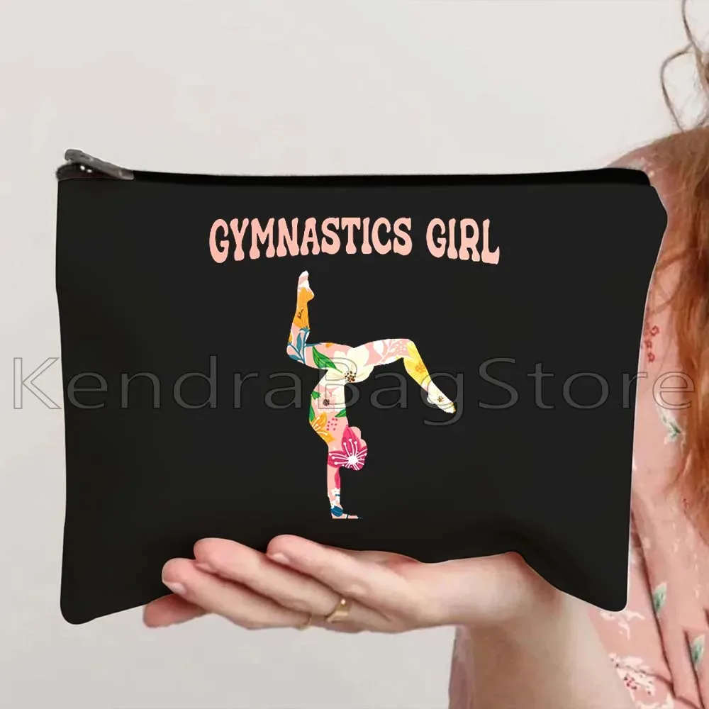 rétro culbutage gymnastique fille sport danseur toile maquillage cosmétique trousse de toilette gymnaste cadeau balance faisceau trousse à crayons pochette à fermeture éclair