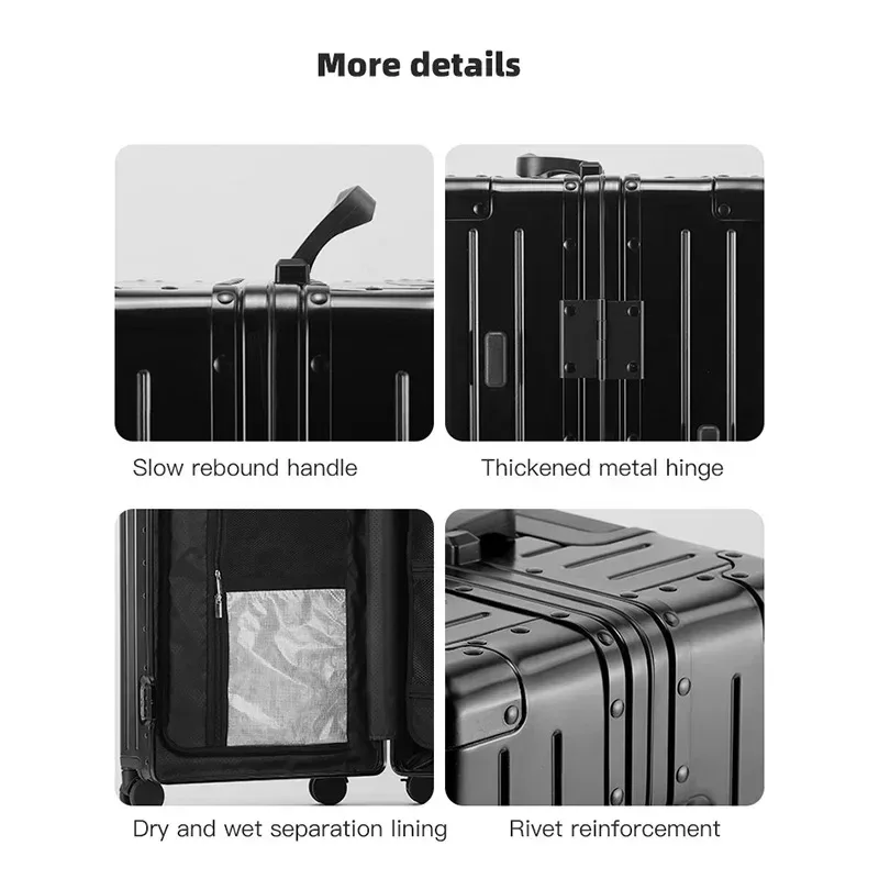 valise de luxe en alliage d'aluminium et de magnésium à 100%, avec roulettes pivotantes, serrure tsa, bagages à roulettes pour femmes, voyage 20/24/26/29 pouces