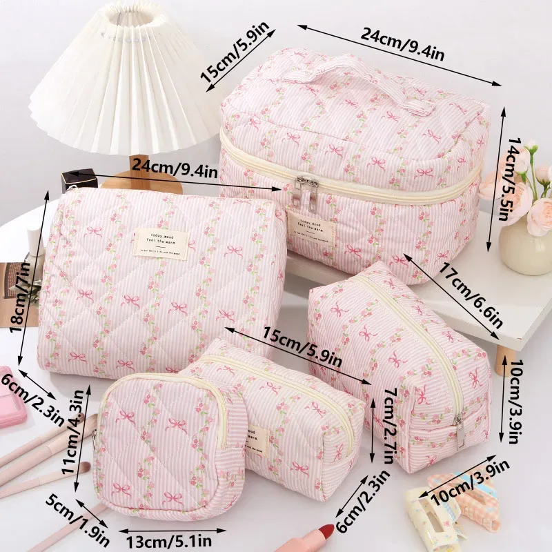 ensemble de 4 trousses de maquillage florales, pochette de rangement de voyage de grande capacité avec fermeture éclair, organisateur de toilette de voyage facile à nettoyer