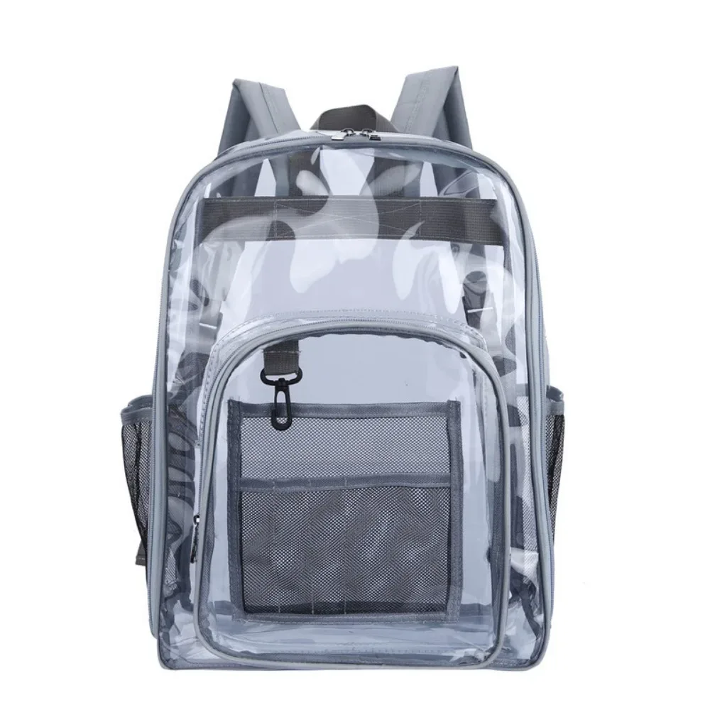 sac à dos transparent en pvc, étanche, grande capacité, sac d'école pour étudiants, multi-poches, sac à bandoulière transparent de style coréen, voyage