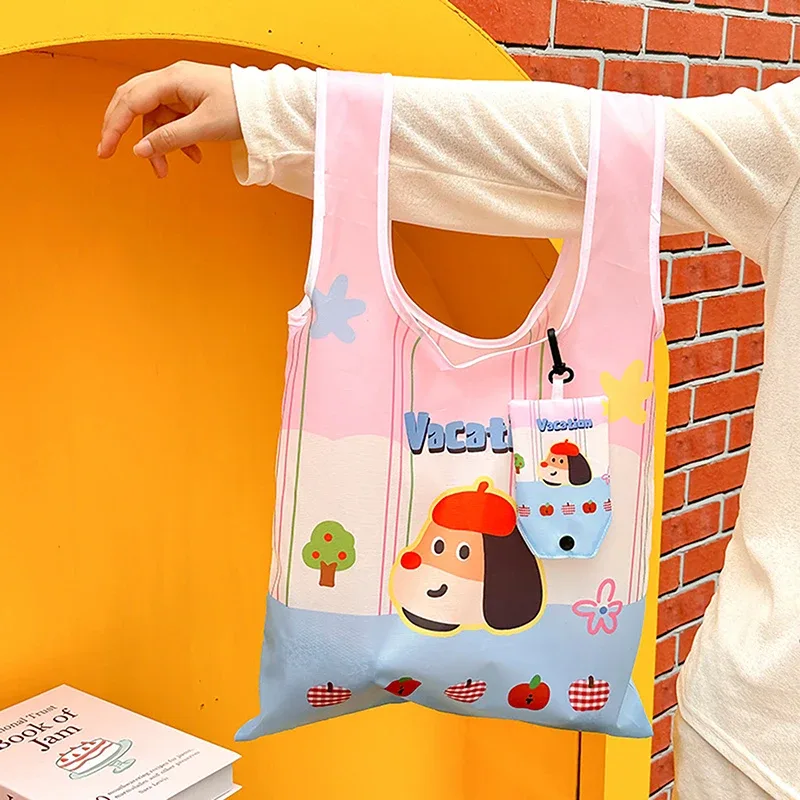 sac à main de dessin animé mignon, sac de courses portable réutilisable, fourre-tout pliable, sacs à bandoulière de grande capacité, cadeau pour filles