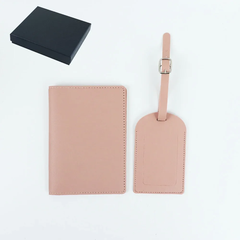 ensemble cadeau de porte-passeport en cuir pu personnalisé avec nom, porte-bagages, porte-cartes multi-fentes, portefeuille grande capacité, porte-passeport