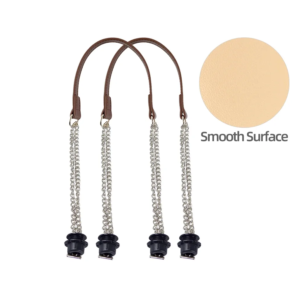 1 paire d'accessoires obag longues poignées en cuir sangles argent longue double chaîne sous les bras pour o sac fourre-tout femmes sacs à main à bandoulière