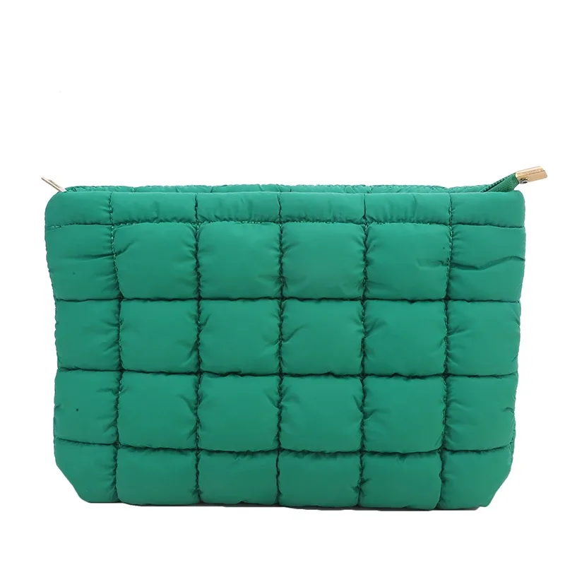 pochette de maquillage rembourrée et matelassée pour femmes, sac de rangement de maquillage bouffant, grand sac de rangement de cosmétiques, pochette à main, étui de beauté