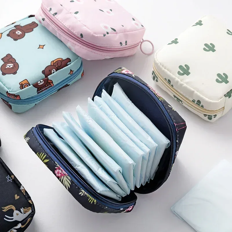 Ensemble de petits sacs à cosmétiques pour femmes, Mini serviettes hygiéniques à fermeture éclair pour filles, sacs de maquillage pour rouge à lèvres, pochette de rangement pour écouteurs et pièces de monnaie