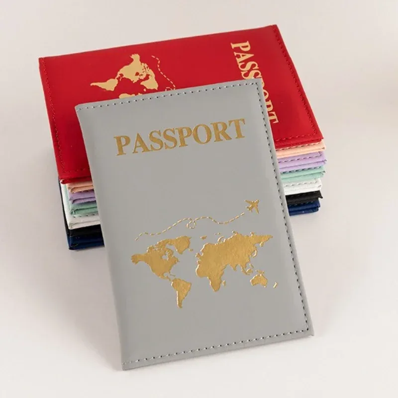 1 pièces sac de couverture de passeport pour femmes hommes pu leathaer mode voyage porte-passeport étui id nom cartes de visite pochette de protection