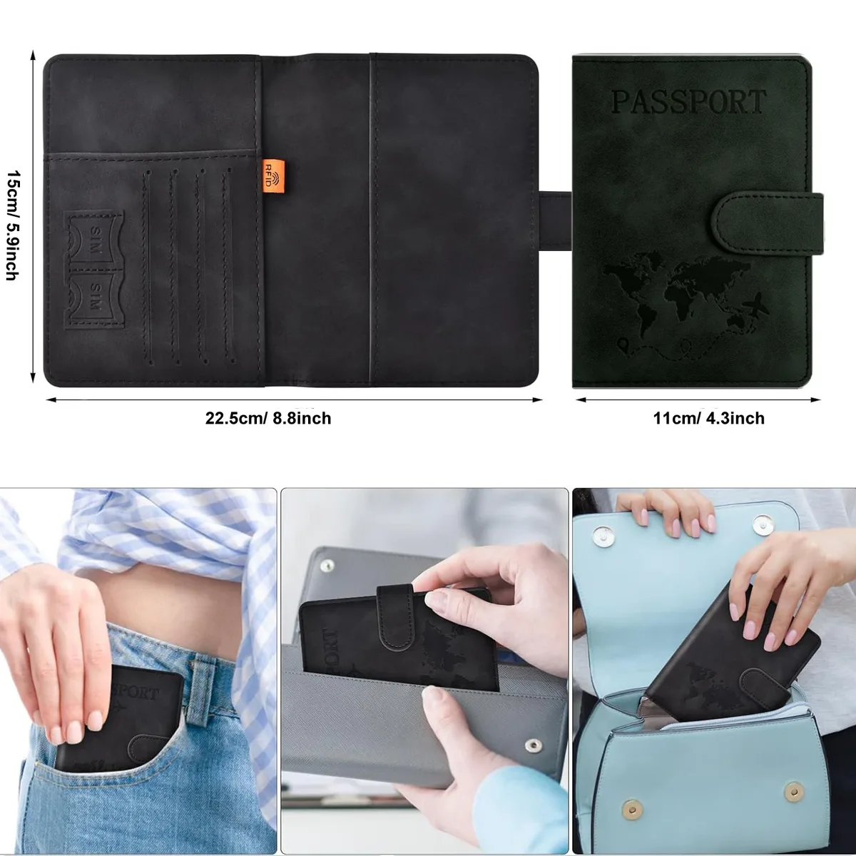 porte-passeport pour voyage essentials, étui portefeuille pour accessoires de voyage, porte-livres de passeport pour femmes/hommes