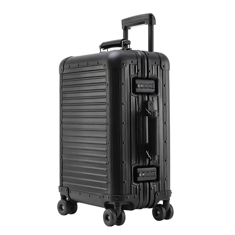valise de voyage en alliage d'aluminium et de magnésium, bagages roulants, chariot de 20/24 pouces, valise d'embarquement de cabine à main, 100%