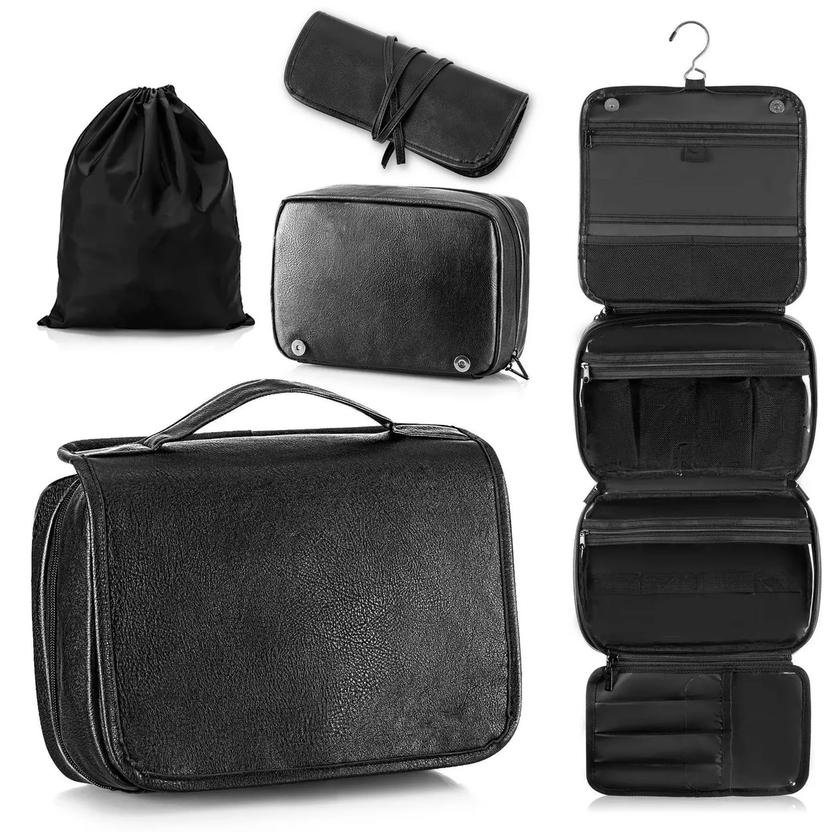trousse de maquillage de voyage pour femmes, grande capacité, organisateur de cosmétiques portable, sacs de toilette, porte-brosse sur pied vertical